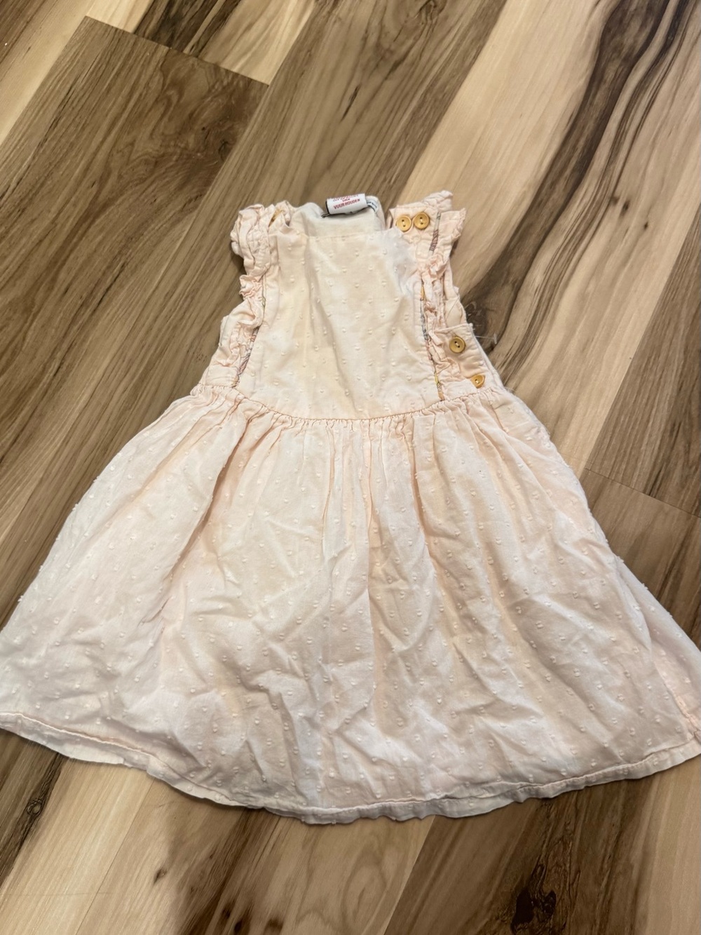 Toddler girl 2t cupcakes & cashmere Pink Eyelet Ruffle Strap Dress Wood Buttons